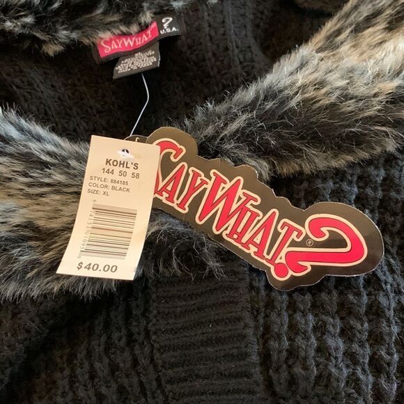 Say What ? Black tie waist sweater jacket Size XL( juniors) NWT - Picture 9 of 9